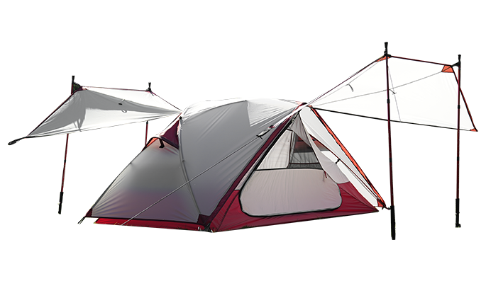 Tienda Ligera de Senderismo con Toldos en la Parte Delantera y Trasera